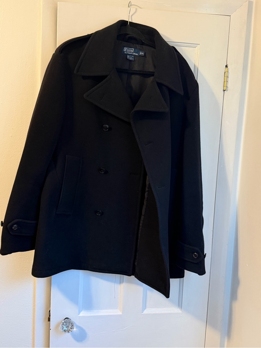 Ralph Lauren Black Wool Double-Breasted Peacoat